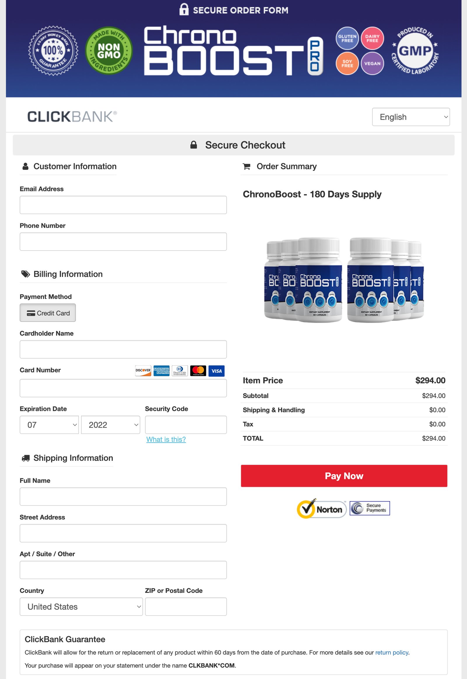 ChronoBoost Pro - Order Page